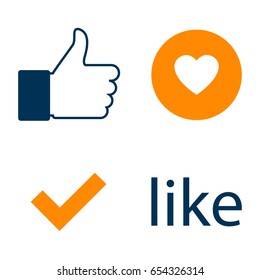 Set Like icon. Like Counter Notification Icon