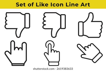 Set of Like Icon Line Art