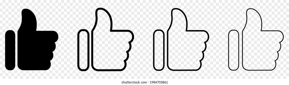 Set of like icons. Design for web and mobile app. Vector contour icons isolated on button background