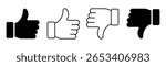 Set of Like icons. Up and down thumbs icon.