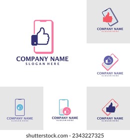 Set of Like Phone logo design vector. Smartphone logo design template concept