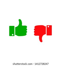 set of like and unlike icons. thumb up and down isolated on white background. vector Illustration.