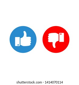 set of like and unlike icons. thumb up and down isolated on white background. vector Illustration.