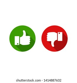 set of like and unlike icons. thumb up and down isolated on white background. vector Illustration.