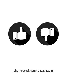 set of like and unlike icons. thumb up and down isolated on white background. vector Illustration.