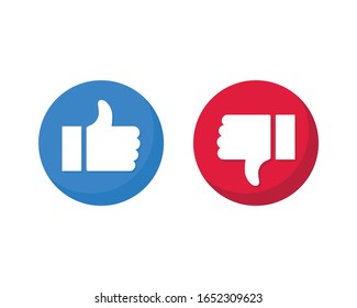 set of like and unlike icons. thumb up and down isolated on white background. vector Illustration.