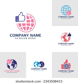 Conjunto de vector de diseño del logo de Like World. Concepto de plantilla de diseño del logotipo de Good World