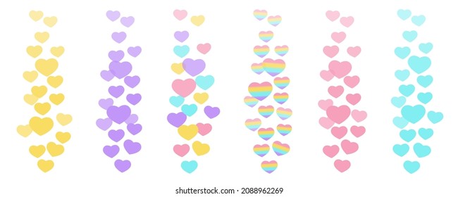 A Set Of Likes In The Live Stream Is A Flying Up Icon Heart. The Likes User Counter For Online Videos. Vector Illustration For Social Media Bloggers. Multicolored Hearts In Fashionable Pastel Colors.