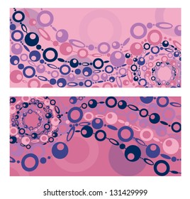Set of lilac banners with circles