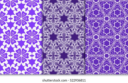 set of lilac color decorative floral ornament. modern pattern. seamless vector illustration. for interior design, textile, wallpaper