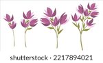 Set of lilac, purple flowers.Stylish fall wedding bunch of flowers.Elements are isolated and editable