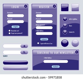 Set of lilac web forms