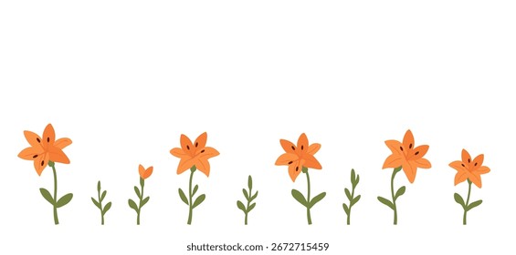 Conjunto de la flor de Lilly y el signo de los iconos de las ramas verdes aislados en el Vector de fondo blanco.