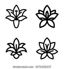 A set of lily flower icon vector illustration