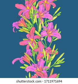 Set aus Lilienblumen.Muster für Textilien. Schöne Blumen