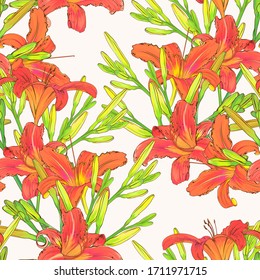 Set of lily flowers. Pattern for textiles. Beautiful flowers
