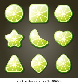 Set of lime candies for match three game