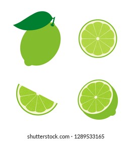 Set of lime fruit : half , slime, piece, lime in peel. Vector illustration. Flat design for business financial marketing banking advertising web concept cartoon illustration. 