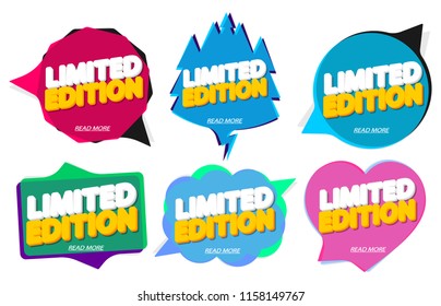 Set Limited Edition banners design template, speech bubble tags, vector illustration