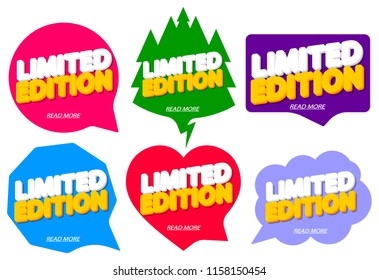 Set Limited Edition banners design template, speech bubble tags, vector illustration