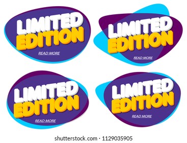 Set limited edition tags, bubble banner design template, app icon, vector illustration