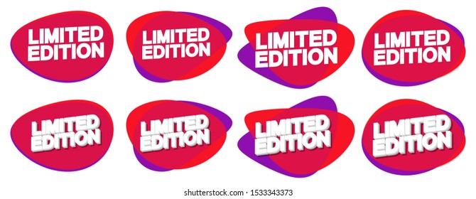 Set limited edition tags, bubble banner design template, app icon, vector illustration