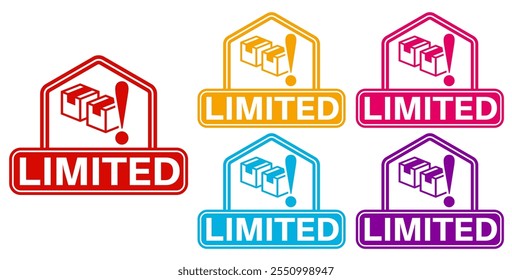 set limited sign icon symbol sticker template design vector illustration