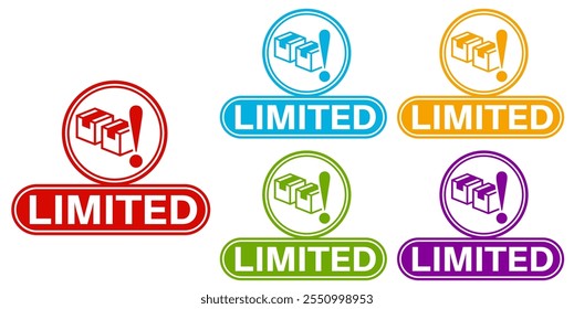 set limited sign icon symbol sticker template design vector illustration