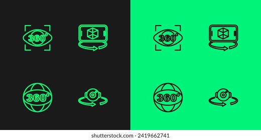 Establezca la vista de línea de 360 grados y el icono de modelado 3d. Vector