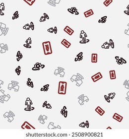 Set line 360 degree view, 3d modeling,  and Augmented reality AR on seamless pattern. Vector