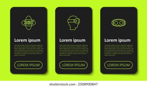 Set line 360 degree view, Virtual reality glasses and . Business infographic template. Vector