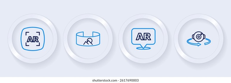 Set line 360 degree view, Augmented reality AR,  and  icon. Vector