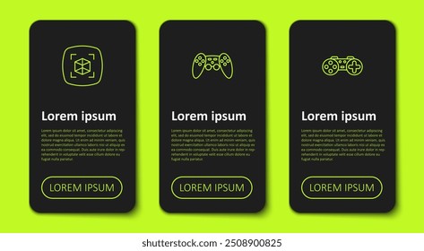 Set line 3d modelado, Gamepad y . Plantilla de infografía de negocios. Vector