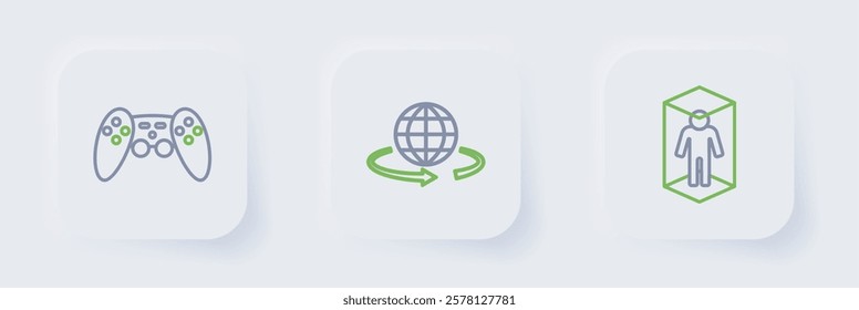 Set line 3d modeling,  and Gamepad icon. Vector