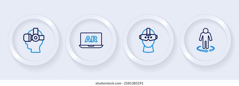 Set line 3d modeling, Virtual reality glasses, Augmented AR and  icon. Vector