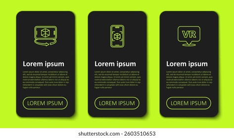 Set line 3d modeling,  and Virtual reality. Business infographic template. Vector