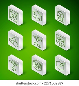 Set line 3d pen tool, RGB and CMYK color mixing, Geometric figure Cube, 3D printer wrench spanner, Basic geometric shapes, Isometric cube,  and software icon. Vector
