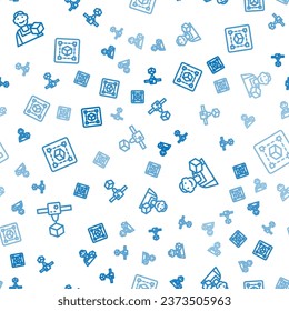 Set line 3D printer cube, Graphic designer and Geometric figure Cube on seamless pattern. Vector