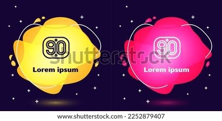 Set line 90s Retro icon isolated on blue background. Nineties poster. Abstract banner with liquid shapes. Vector
