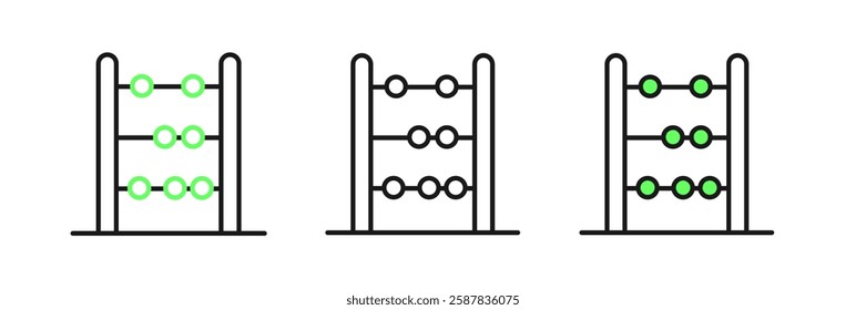 Set line Abacus icon isolated on white background. Traditional counting frame. Education sign. Mathematics school.  Vector