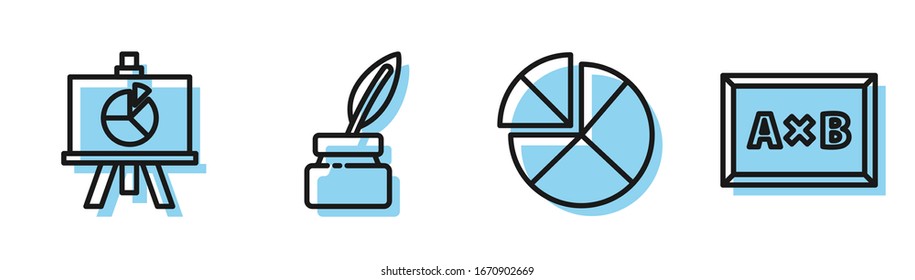Set line Abacus, XYZ Coordinate system, Chalkboard and Calculation icon. Vector