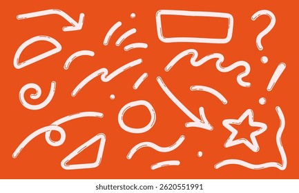 set of line abstract colorful hand draw doodle like arrows, circles. geometric seamless pattern background,modern design for card, invitation, wallpaper, poster	
