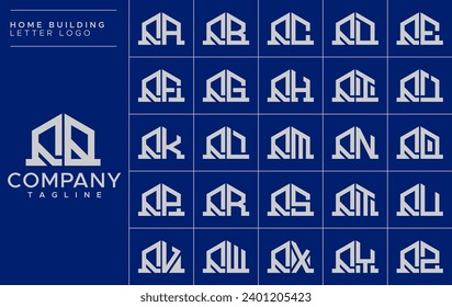 Set of line abstract home letter Q QQ logo design