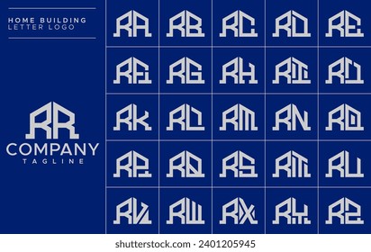 Set of line abstract home letter R RR logo design