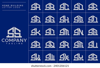 Set of line abstract home letter S SS logo design