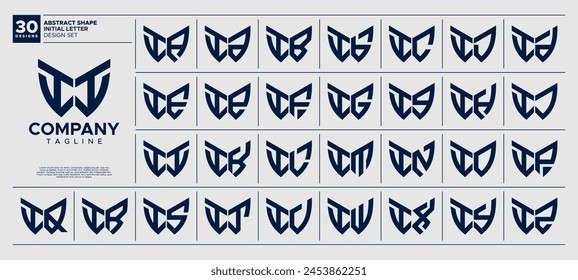 Set of line abstract shape acronym letter I II logo design