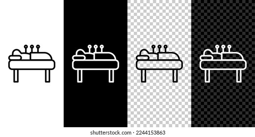 Set line Acupuncture therapy icon isolated on black and white background. Chinese medicine. Holistic pain management treatments.  Vector