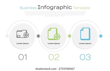Definir linha Adicionar nova pasta, Adicionar novo arquivo e Documento. Modelo de infográfico comercial. Vetor