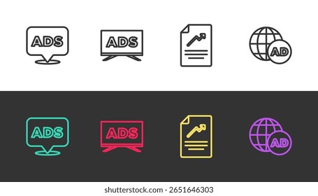 Establecer línea, Publicidad, , Documento con gráfico y en blanco y negro. Vector