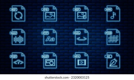 Fijar el documento de archivo de línea AI, el icono PNG, GIF, OTF, WAV, XML y JPG. Vector